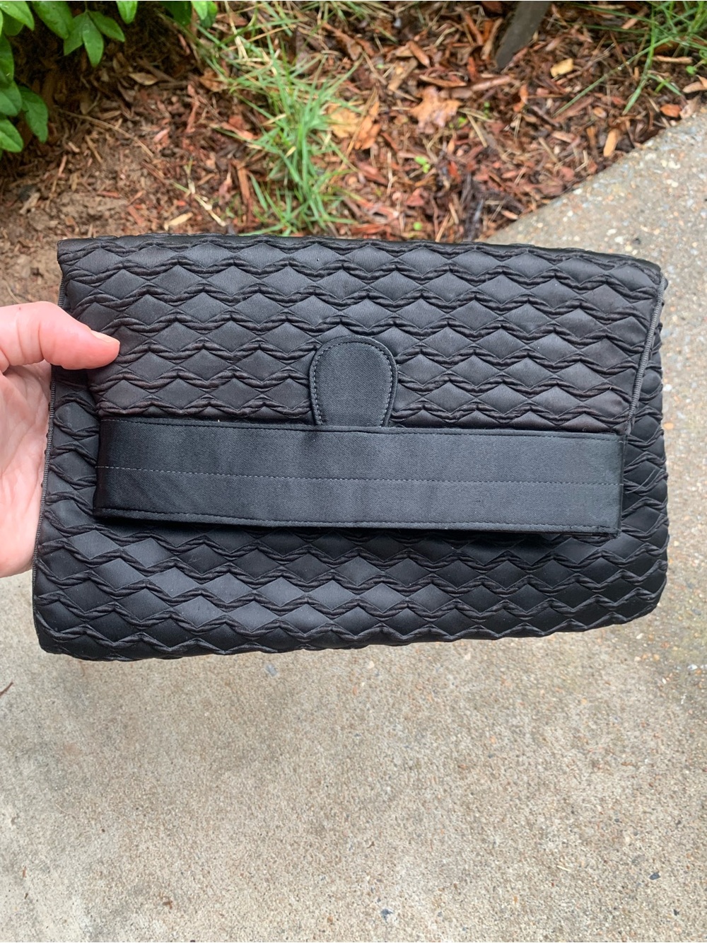 Vintage Miss Lewis Fold Over Textured Black Clutch